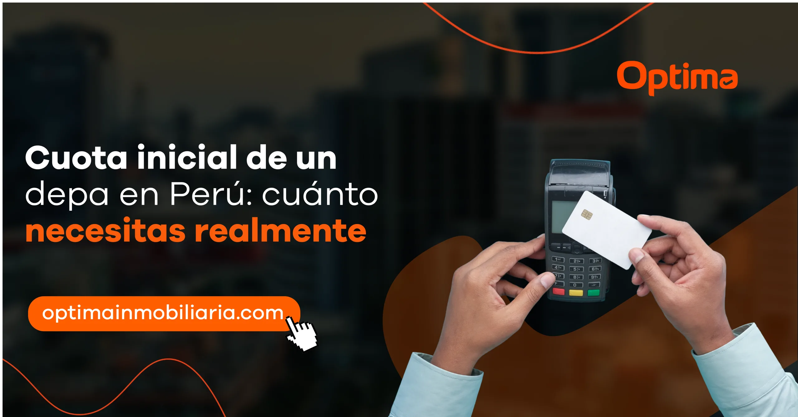 Persona pagando con tarjeta en POS, representando la cuota inicial para comprar un departamento en Perú.