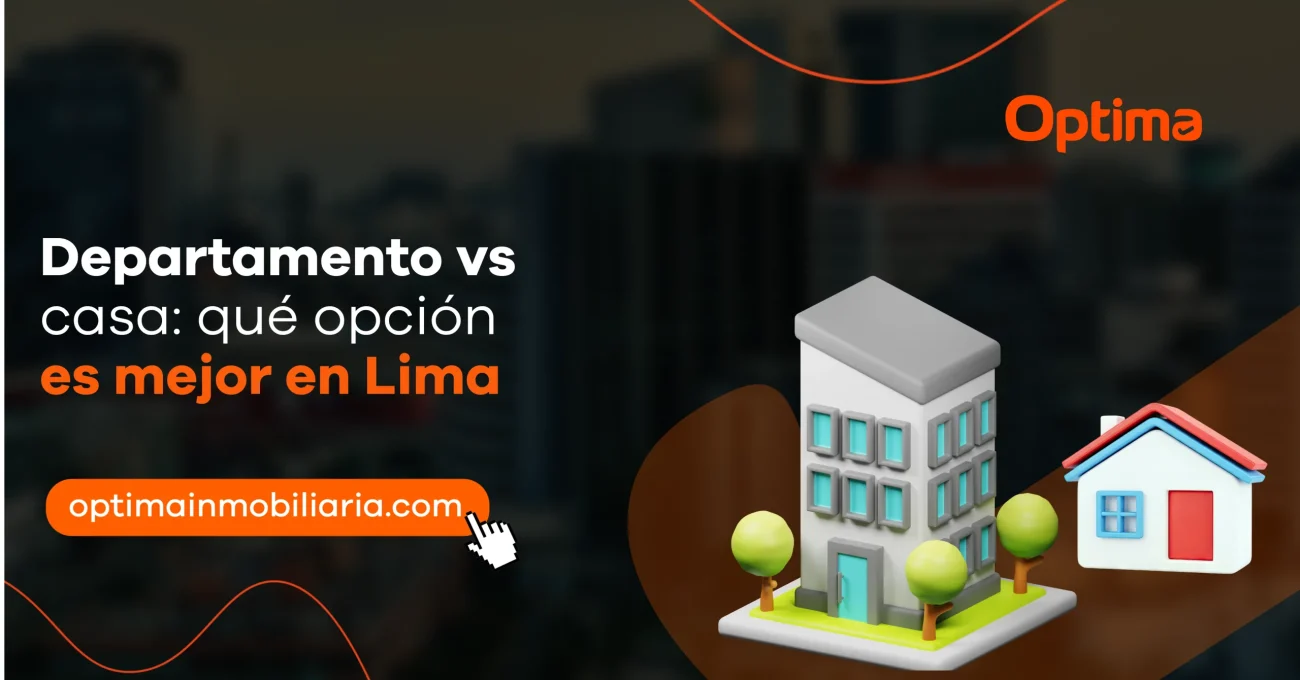 Comparación visual entre un departamento y una casa, representando las opciones de vivienda disponibles para quienes buscan comprar un inmueble en Lima.
