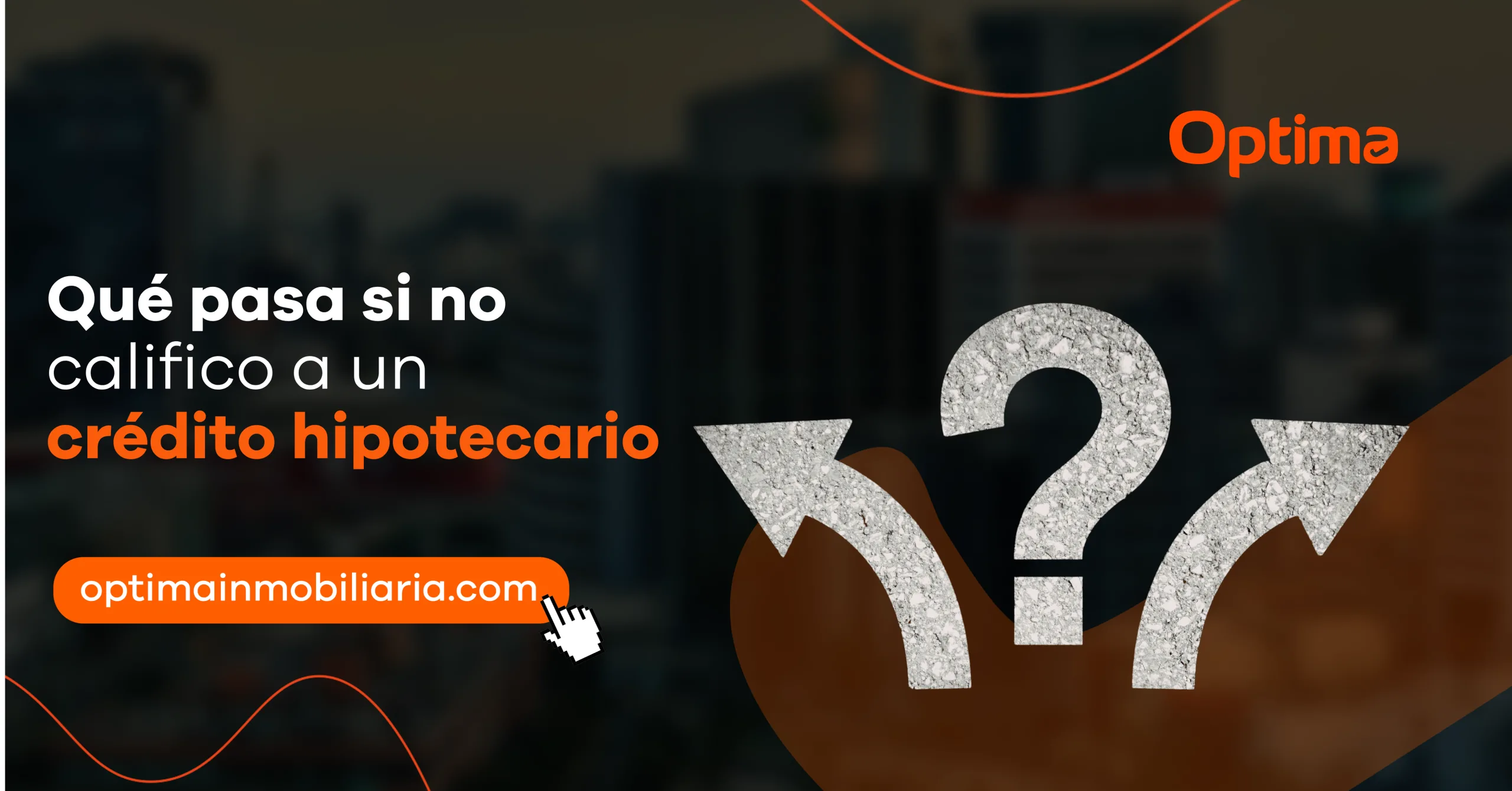 Ilustración con un signo de interrogación y flechas en distintas direcciones que representa las alternativas disponibles cuando una persona no califica para un crédito hipotecario.
